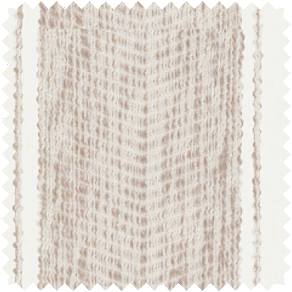 A swatch of Martyn Lawrence Bullard Nomad Stripe in Sand shows a ticking stripe with a chevron patter in it for dimension