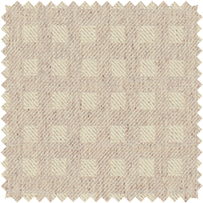 A swatch of Osprey Check in Parchment shows the tight check pattern and warm colors that make it ideal as nursery curtains