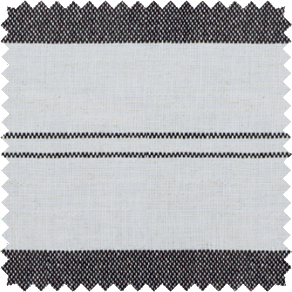 A swatch of Shoreham stripe in Jet shows a bold black and white balanced stripe that adds visual interest to your room