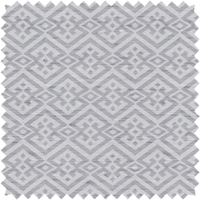 A swatch of Victoria Hagan Vanda in Mica shows a geometric pattern in a soft cool grey inspired by the vanda orchid